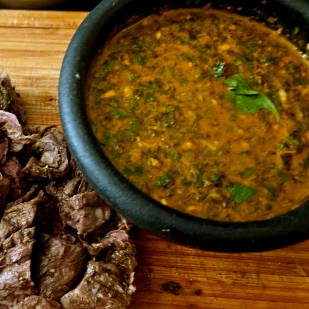 Chimichurri Steak Sous Vide with Grilled Peppers