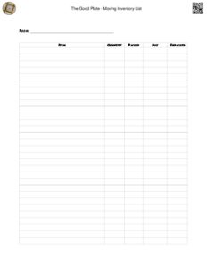 Moving Inventory List — Fillable & Printable